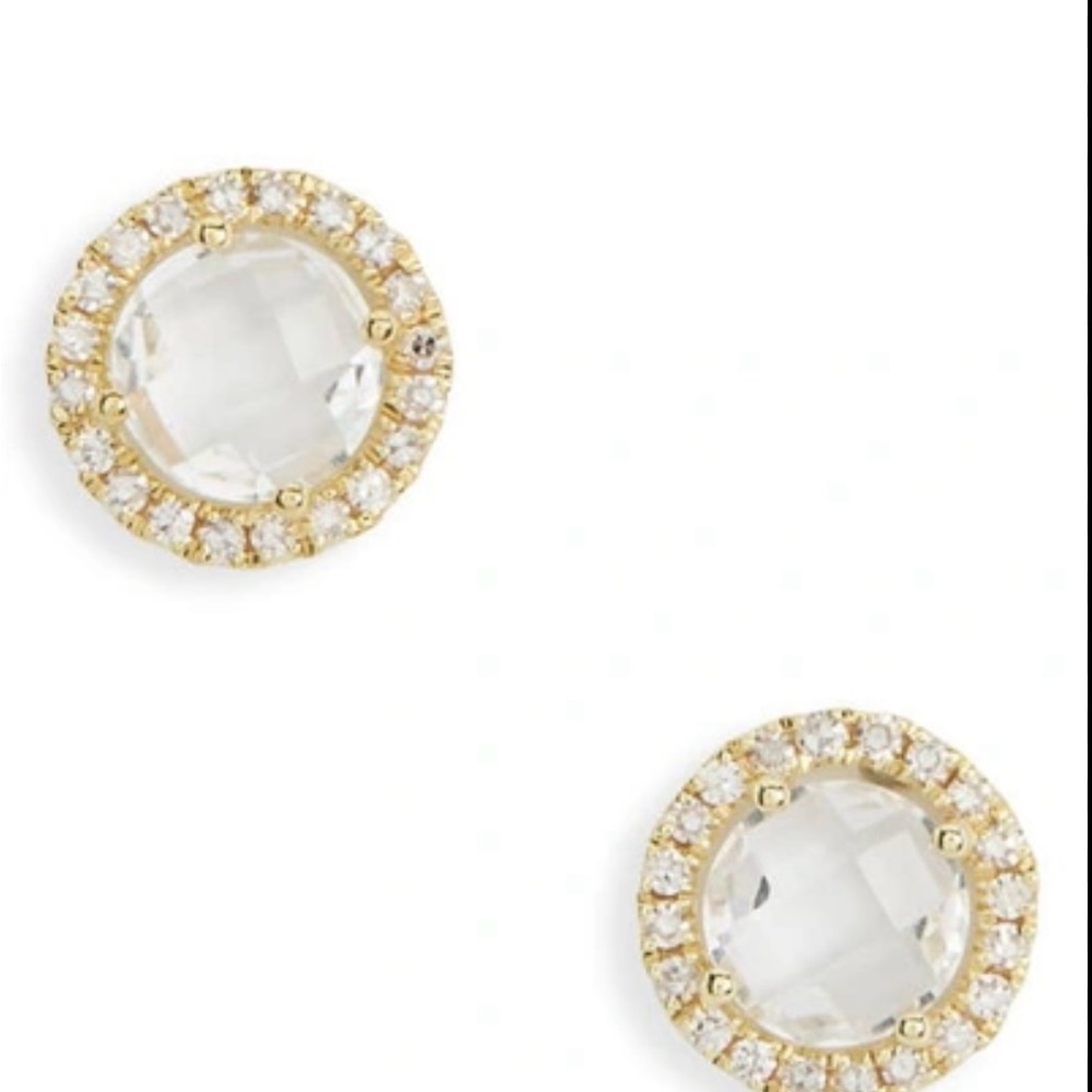 Meira T 14k Yellow Gold Clear Topaz Diamond Earrings